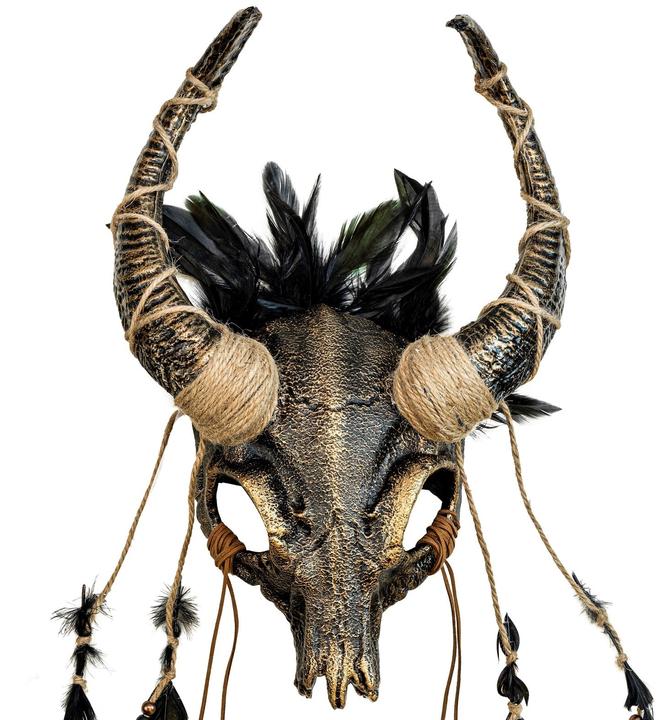 Image du produit Widmann Masque de chaman crâne de taureau avec des plumes