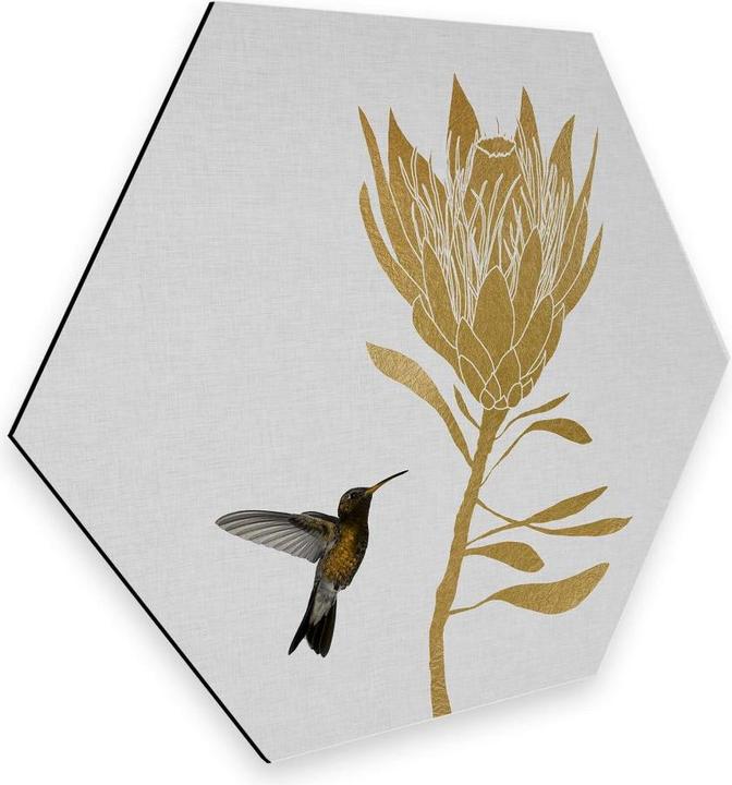 Actual product image Trenddeko Orara Studio - Hummingbird and Flower - golden flower (25 x 22 cm)