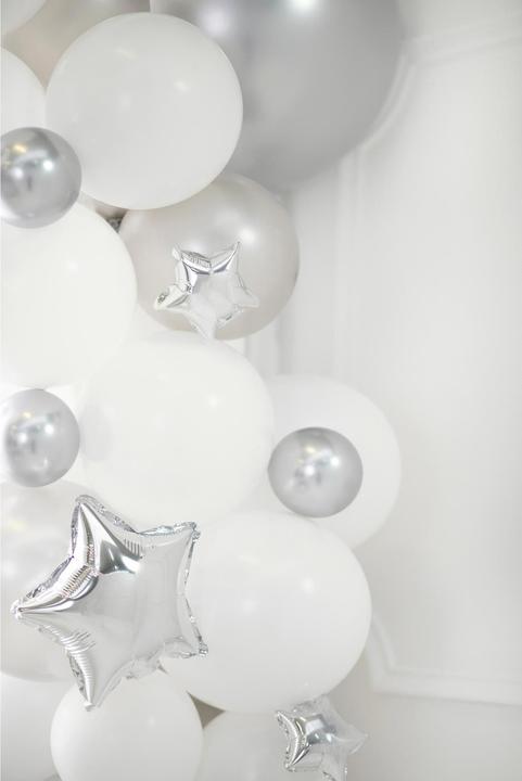 Actual product image Partydeco Balloon Glossy Silver, Ø 12 cm, 50 pieces (50x)