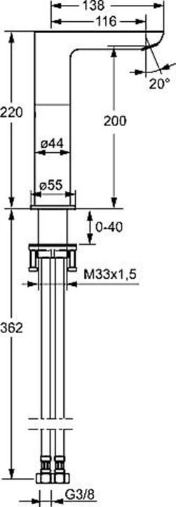 Productafbeelding Hansa 55352203 Eéngreeps wastafelmengkraan Hansaligna 5535, zijdelings bediende hendel, chroom