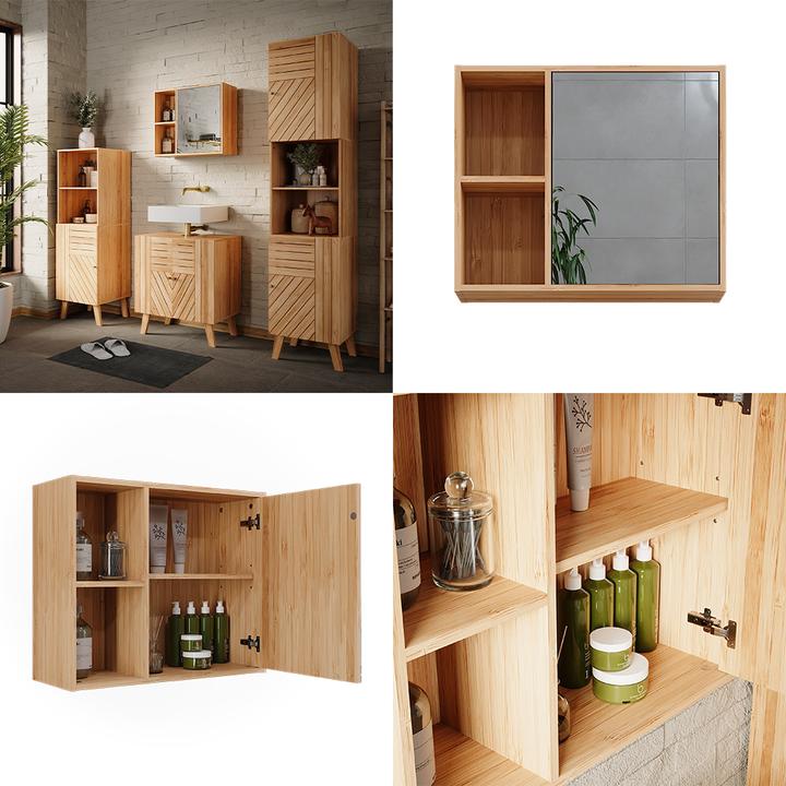 Produktbild Vicco Badspiegelschrank Lucie, Bambus, 54 x 44.5 cm mit Spiegel