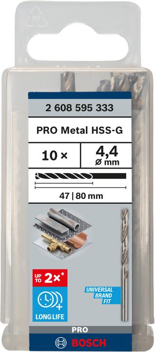 Actual product image Bosch Professional Zubehör PRO Metal HSS-G twist drill, 4.4 x 47 x 80 mm (4.4 mm)
