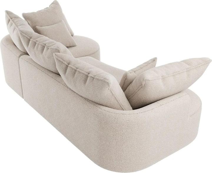 Produktbild Juskys Sofa Tirano mit Ottomane rechts - Bouclé Creme (2-Sitzer)