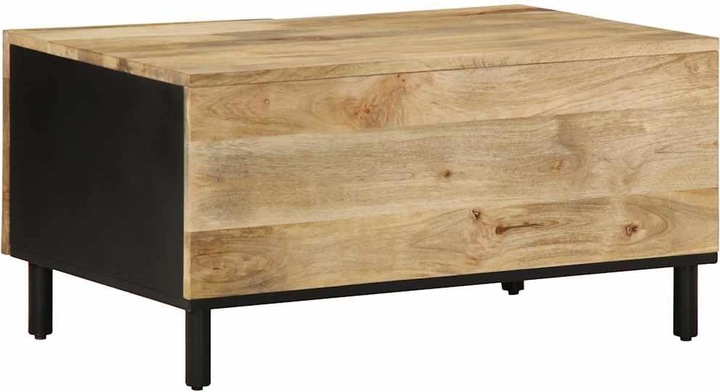 Produktbild VidaXL Couchtisch Beistelltisch Wohnzimmertisch Tisch Schwarz Raues Mangoholz (80 x 50 x 40 cm)