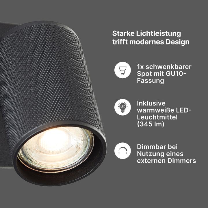 Actual product image Brilliant Spot mural LED Marty sable noir (345 lm, GU10)