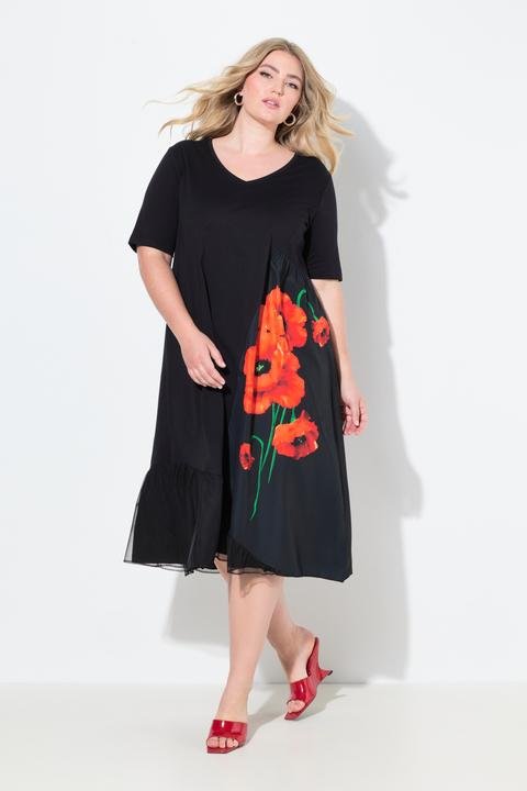 Produktbild Miamoda Kleid, A-Linie, Blütenmotiv, Mesheinsatz (44)