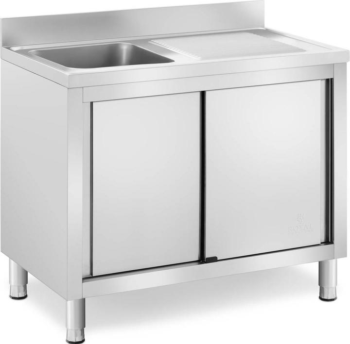 Royal Catering Plonge inox sur meuble - 1 bac - - Acier inoxydable - 400 x 400 x 240 mm