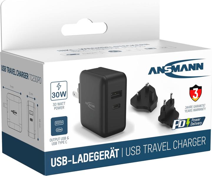 Actual product image Ansmann USB Charger Travel Charger TC230PD (30 W, 2 ports)