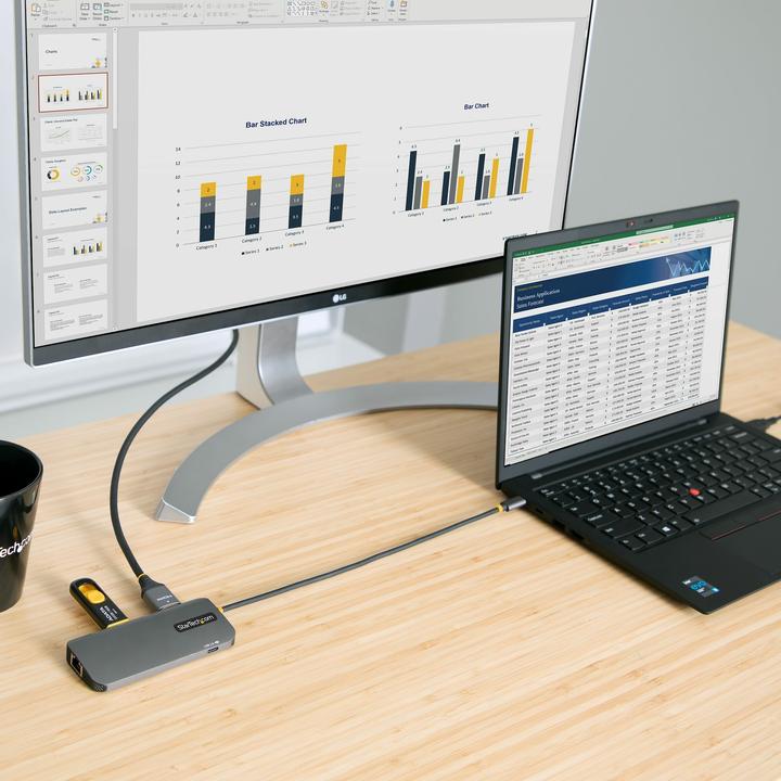 Immagine prodotto StarTech com USB C Multiport Adapter, 4K 60Hz HDMI Video, 3 Port 5Gbps USB-A 3.2 Hub, 100W Power Del (USB-C)