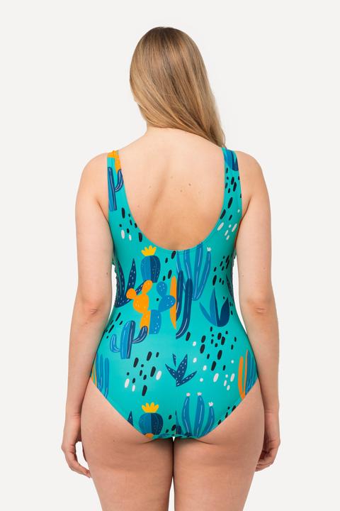 Image du produit Ulla Popken Maillot de bain, cactus, bonnets souples, anneaux fantaisie, matière recyclée (60)