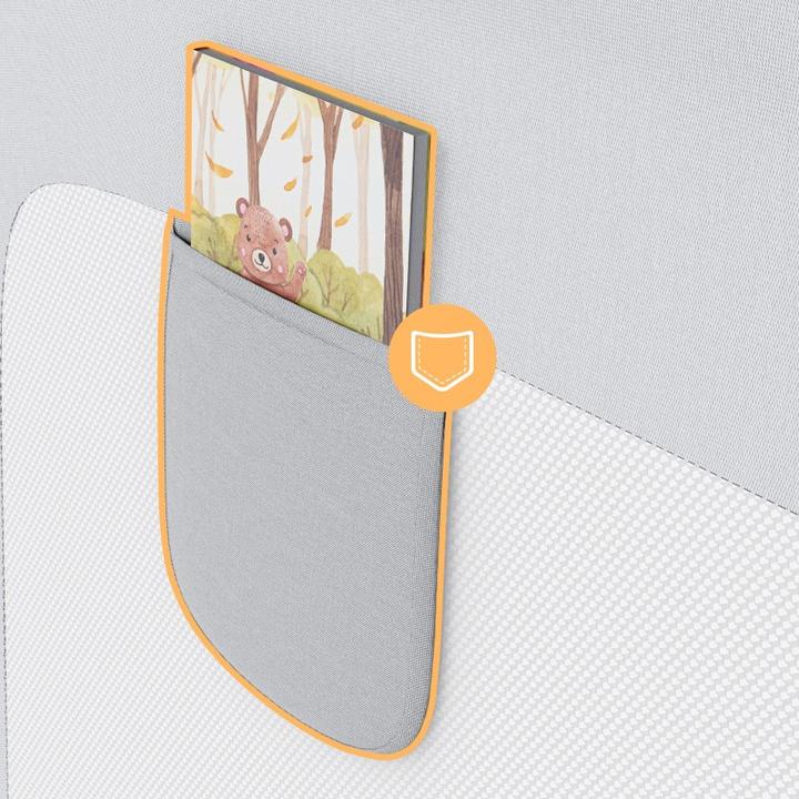 Image du produit Tulano Sicherheitsgeländer für Bett 180cm Abdeckung 48 Weiss-Grau