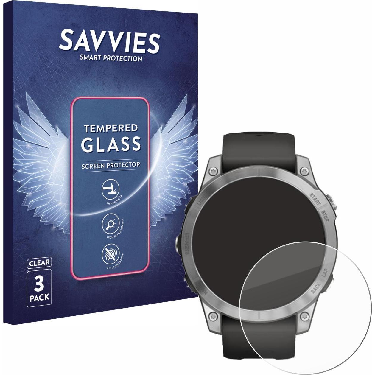 Savvies Panzerglas Hartglas Displayschutz, Smartwatch Schutzfolie, Transparent