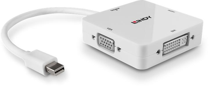 Image du produit Lindy Convertisseur Mini-DP 1.2 vers HDMI 2.0, DVI-D et VGA Supporte HDMI 2.0 Ultra HD 4K et HDCP2.2 Si... (HDMI, 6 cm)