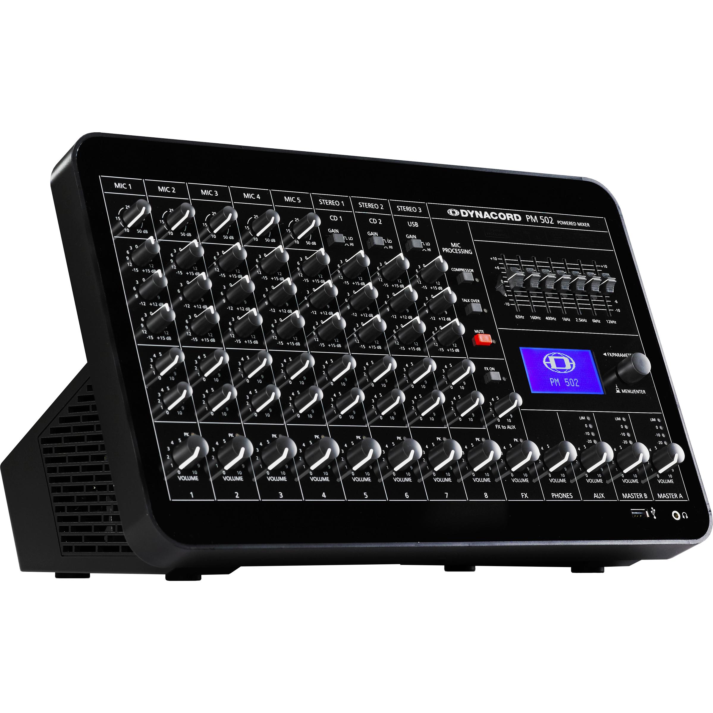 Dynacord PM 502 mengpaneel 8 kanalen 15 - 22000 Hz Zwart (Studio- und Livemixer), Mischpult, Schwarz