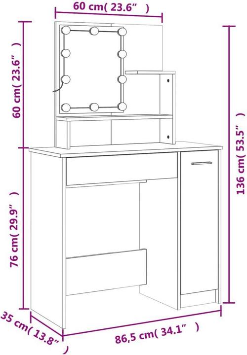 Immagine prodotto vidaXL Milakhna (86,5 x 35 x 136 cm)