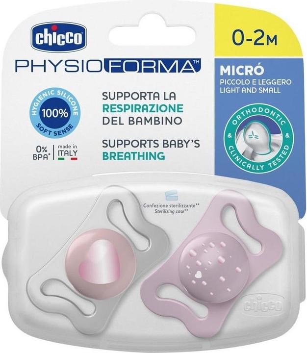 Chicco Sucette physiologique PHYSIO FORMA MICRÒ silicone PINK 0-2m 2 pcs (2 x)