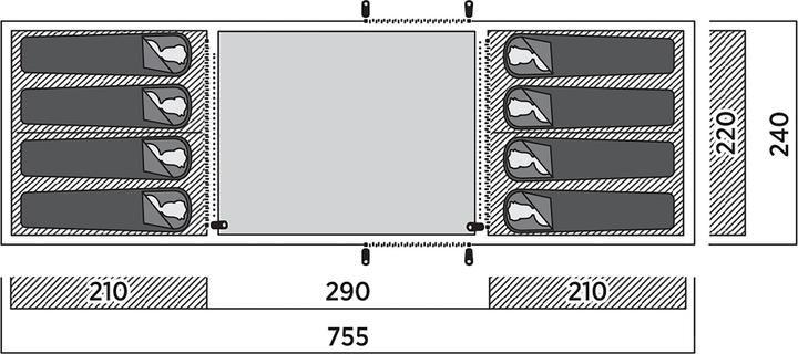 Produktbild Easy Camp Familien-Tunnelzelt Leka Twin 8 (olivgr?n, Modell 2025) (Tunnelzelt, 16.90 kg, 8 Personen)