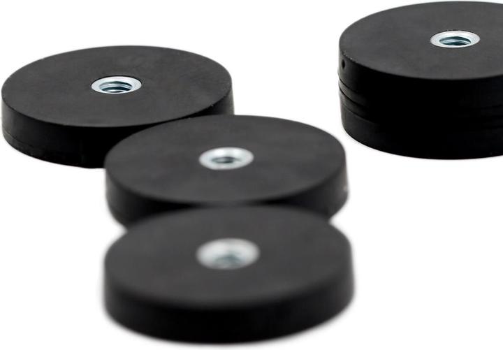 Produktbild Supermagnete Magnetsystem rund gummiert mit Innengewinde (1x)