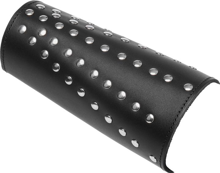 Actual product image Rimba Bondage Play Leather Arm Cap With Decorative Staples - Black