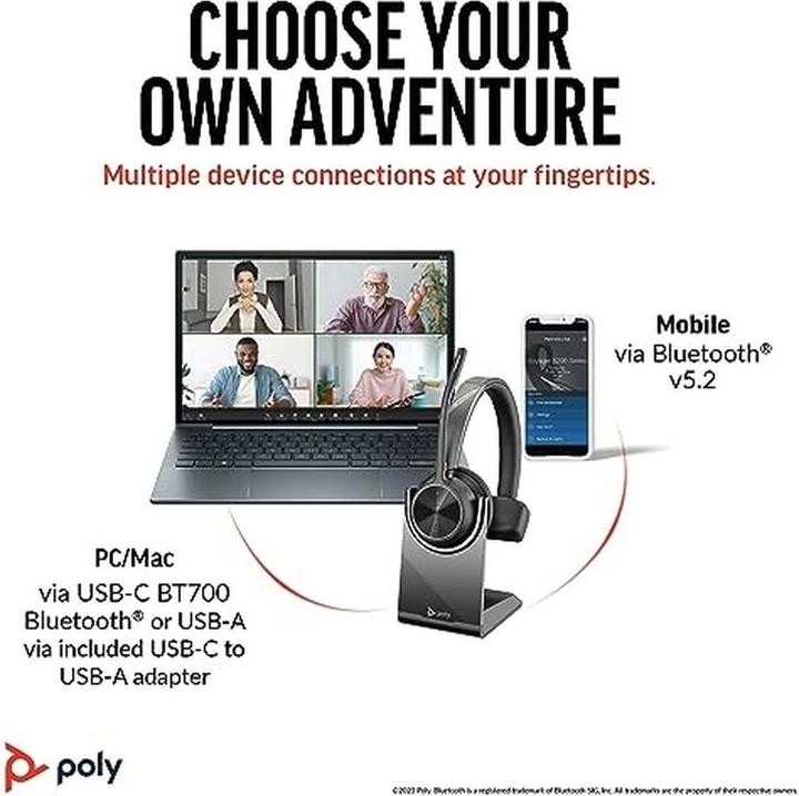 Produktbild Poly Plantronics Polycom VOYAGER 4310 UC V4310 C USBC CHARGING STAND WW USB CA ADAPTER ECOMM (Kabellos, Kabelgebunden, USB-C)