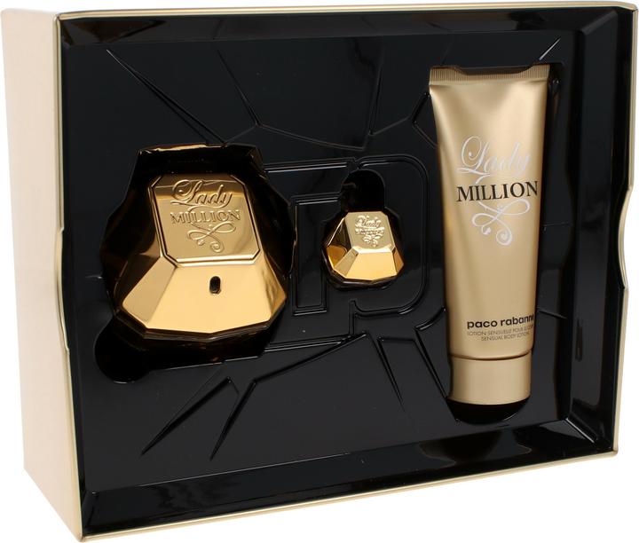 Produktbild Paco Rabanne Lady Million by Gift Set -- 2.7 oz Eau de Parfum Spray +.17 oz Mini EDP + 3.4 oz Bo... (Parfum Set)