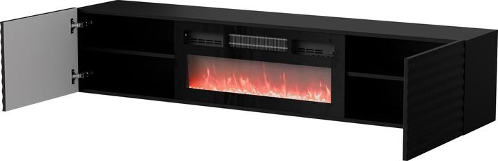 Produktbild Cama RTV Schrank TULA 183x35x37 schwarz matt + schwarzer Kamin (183 x 35 x 37 cm)