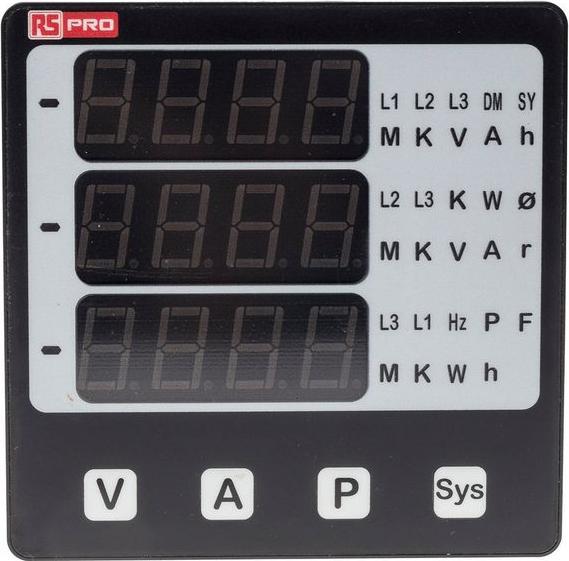 Produktbild RS PRO Dig Multi Func Meter, 96x96, 3Ph, V A F