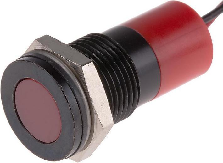 Produktbild RS PRO LED 14mm Chromblende 220Vac Rot +Kabel