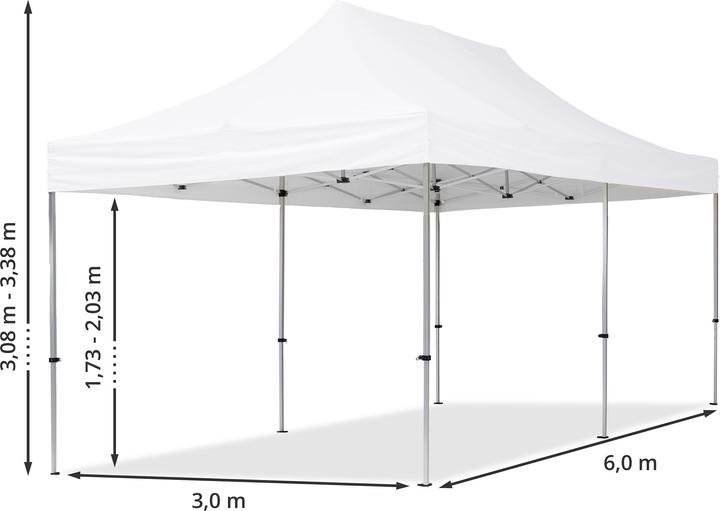 Produktbild Toolport Faltpavillon Faltzelt Pavillon 3x6m - 2 Seitenteile Aluminium 32mm Partyzelt 700N blau (300 cm, 600 cm)