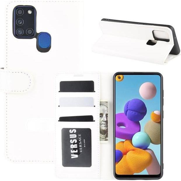 Thumbnail - MU Classic Crazy Horse Leder Bookcover Series (Samsung Galaxy A21s), Smartphone Hülle, Weiss