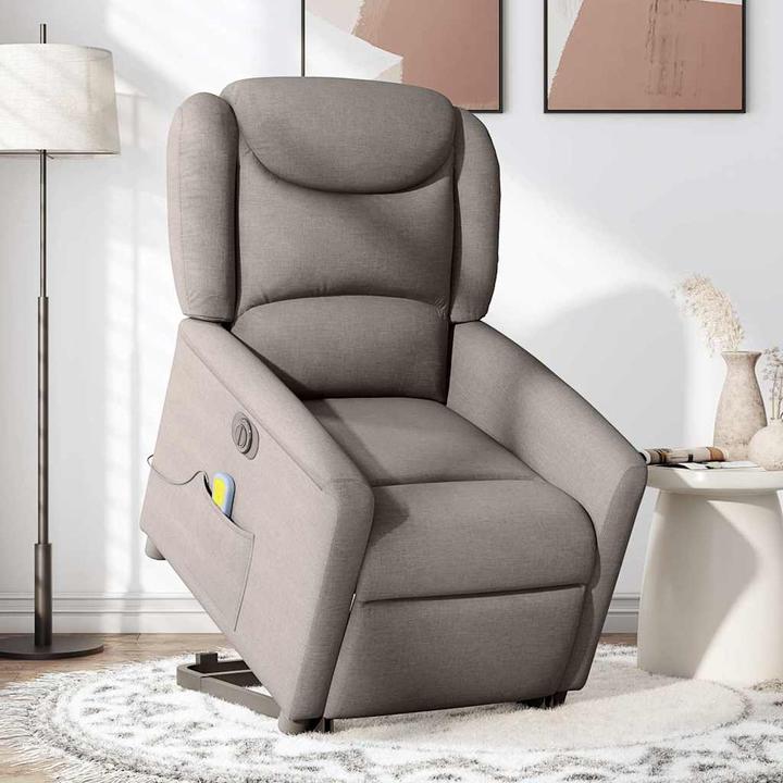 Actual product image vidaXL Electric massage chair with stand-up aid Taupe fabric