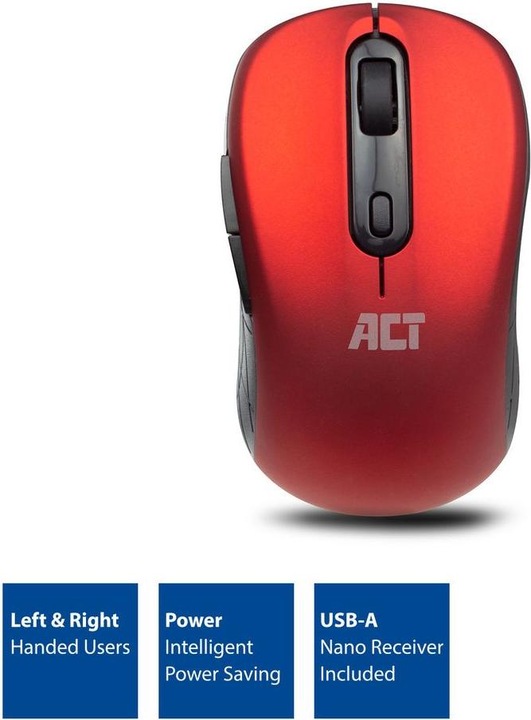 Produktbild Wireless Mouse, USB nano receiver, 1600 dpi, red (Kabellos)