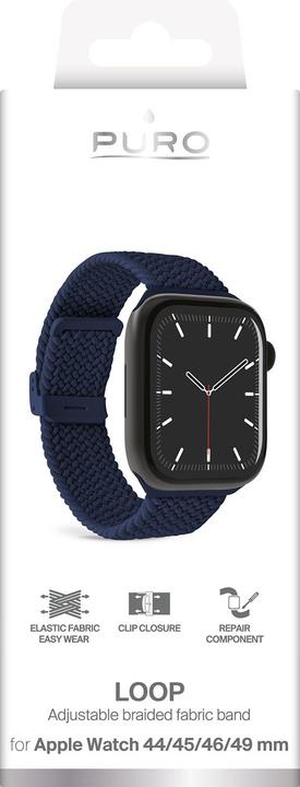 Actual product image Puro Loop Band - Pleciony pasek do Apple Watch 42/44/45/49 mm (granatowy) (Braided fabric)
