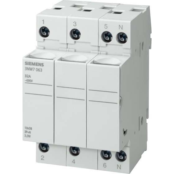 Siemens, Sicherung, SIEM 3NW7033 Zylindersicherungshalter 32A 3p o.Signalmelder (Feinsicherung)