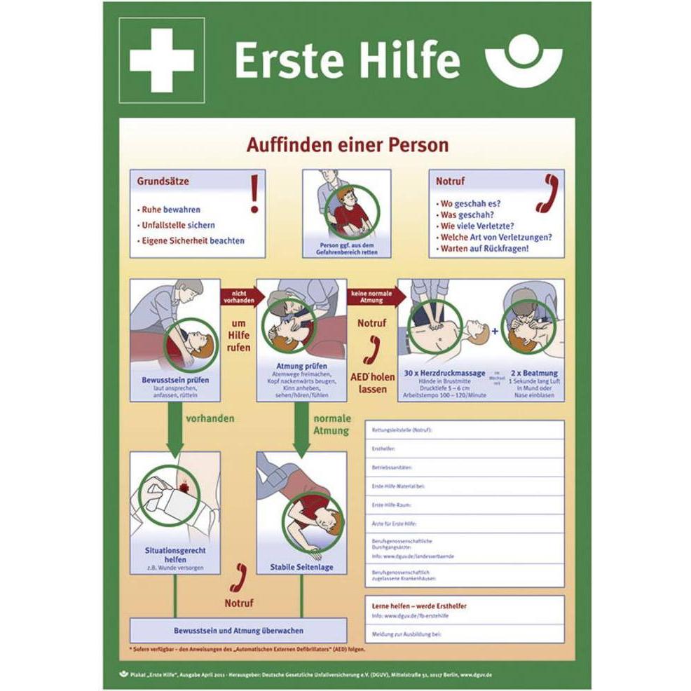 SafetyMarking Aushang Erste Hilfe Anleitung zur Ersten Hilfe bei Unfällen (43.2914)