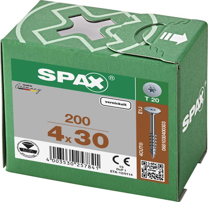 Produktbild Spax Korpusverbinder T-Star Plus T20 Teilgewinde Vernickelt (200 Schrauben pro Stück)
