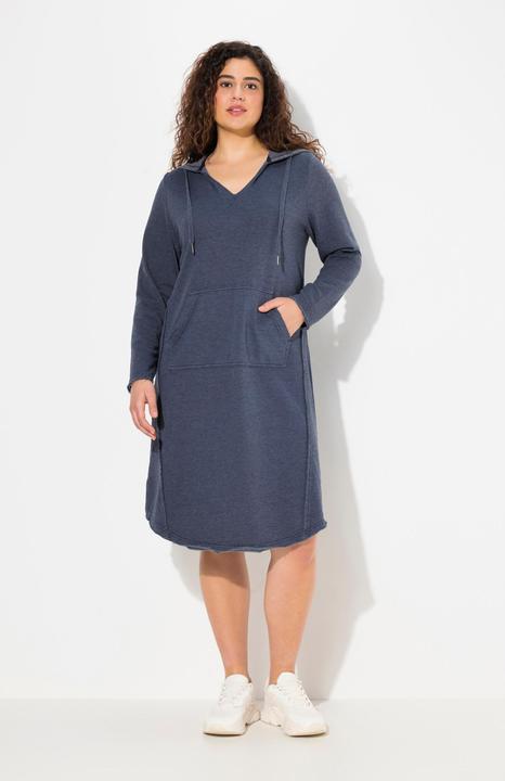 Image du produit Ulla Popken Robe en molleton à capuche, manches longues et décolleté en V, bords francs (60)