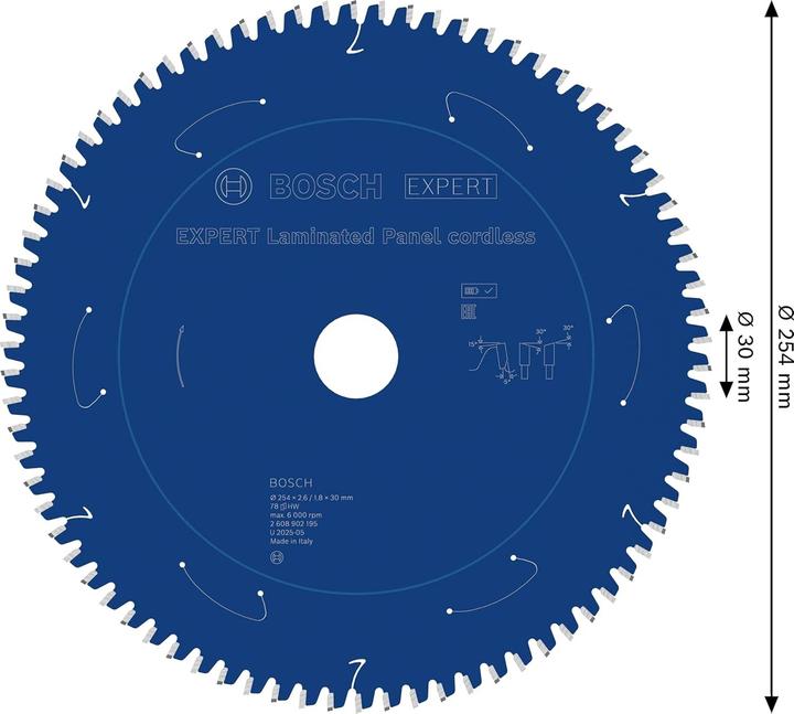 Produktbild Bosch Professional Zubehör EXPERT Laminated Panel Kreissägeblatt, 254x30 mm, T78