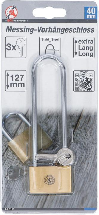 Productafbeelding BGS Messing hangslot | extra hoge beugel | 40 mm