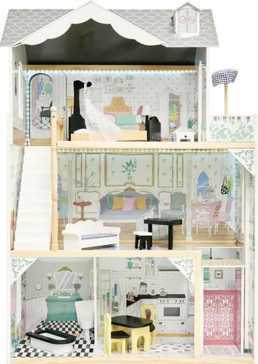 Actual product image Ikonka MDF doll's house made of wood + furniture 122cm XXL LED