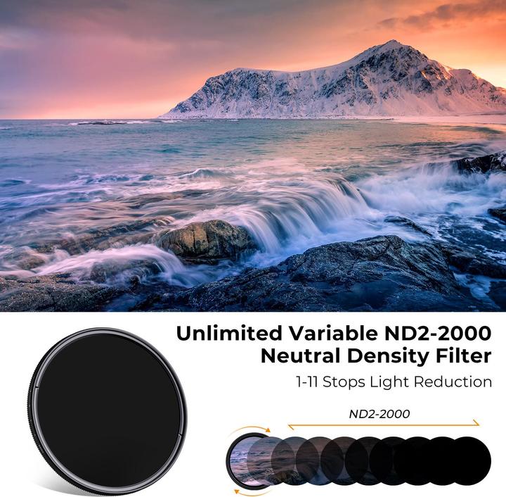 Immagine prodotto K&F Concept 77MM Variable ND2-ND2000 Lens Filter (1-11 Stops) 18 Multi-Layer Blue Coatings (C Series) (77 mm, Filtri grigi)