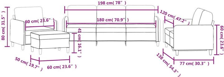 Produktbild vidaXL Sofagarnitur Sessel Sofa Couch Wohnzimmer Designsofa 4-tlg. Braun Samt (Polstergruppe)