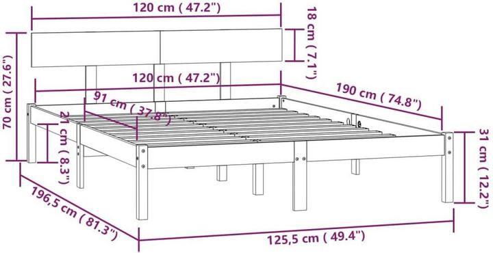 Image du produit vidaXL Bettrahmen (120 x 190 cm)