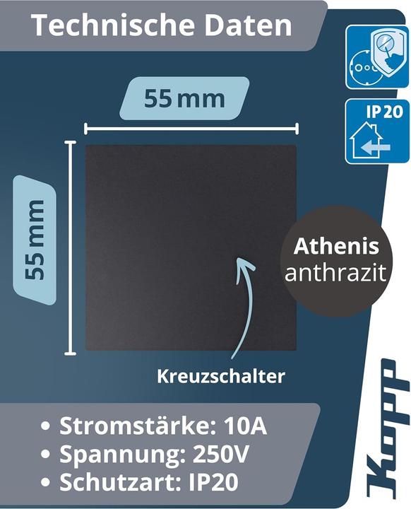 Produktbild Kopp 1 Stück Einsatz Kreuzschalter ATHENIS Anthrazit 587715087