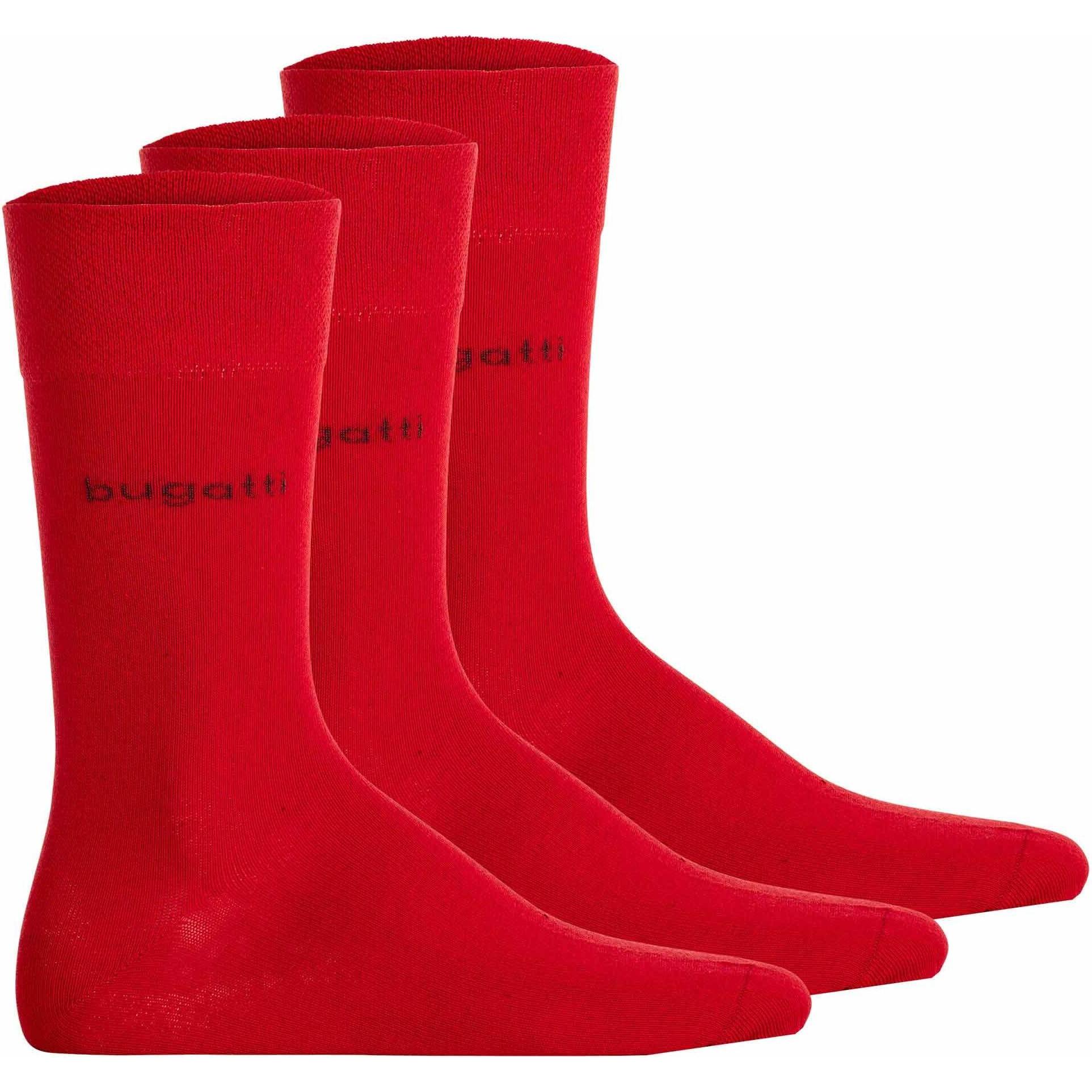 Bugatti, Herren, Socken, Socken Business, Rot, (3er Pack, 43 - 46)
