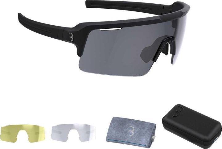 BBB Lunettes de vélo Fuse PC BSG-65 (Fumée noire, matt white-orange blue mirr, émanations, Jaune, Lucide)