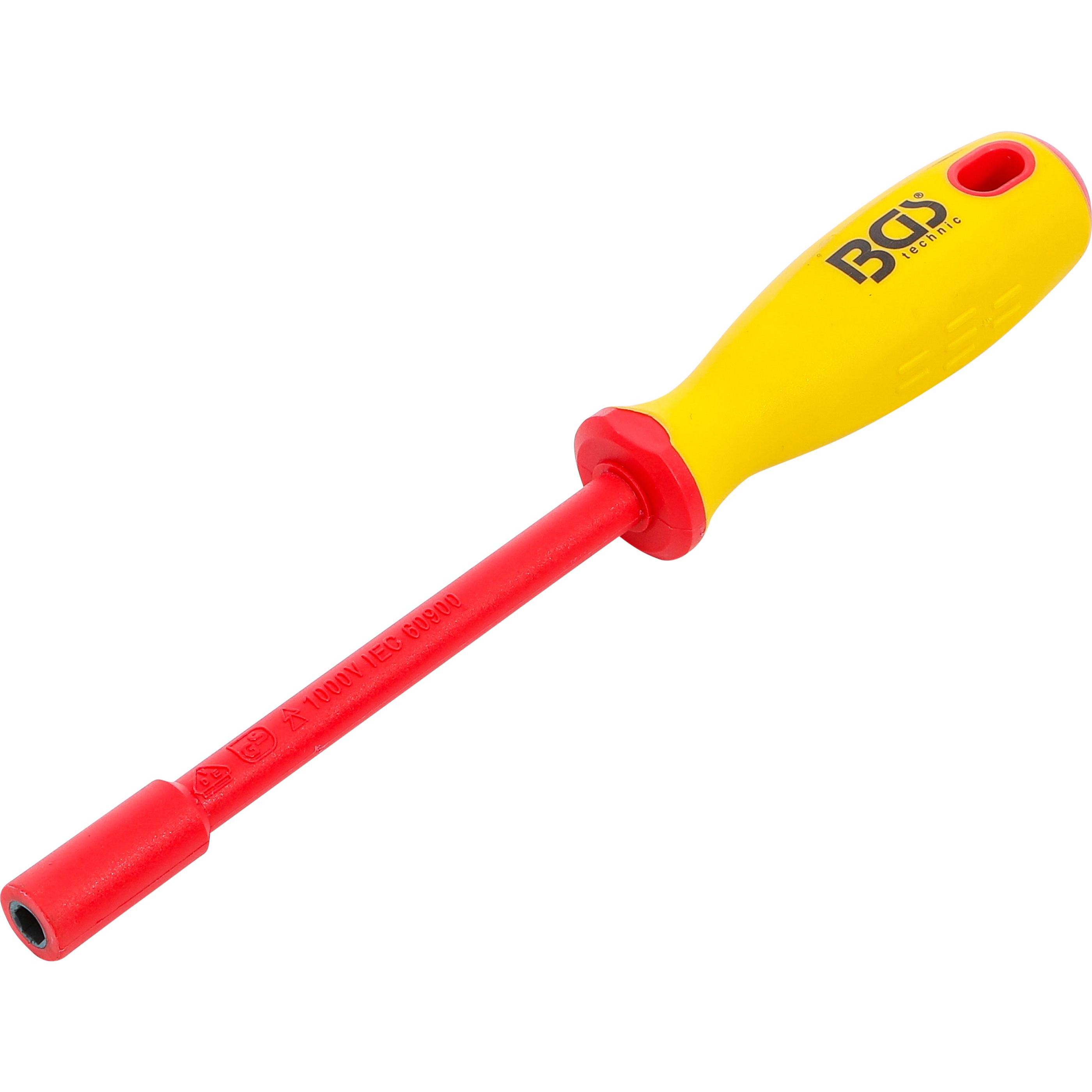 BGS, Schraubenzieher, VDE-Steckschlüssel-Schraubendreher Sechskant SW 6 mm Klingenlänge 125 mm
