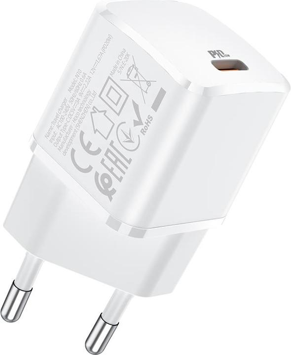 Image du produit Hoco Adapter travel charger Type C PD 20W N10 white (20 W, 1 portion)