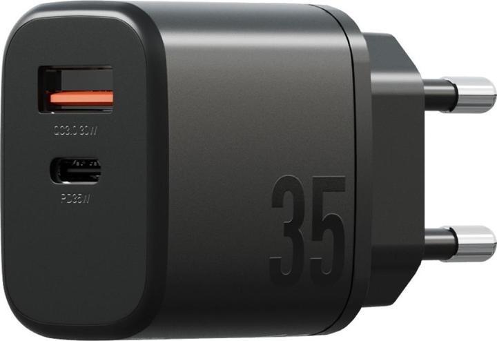 Actual product image Energea Wall Charger Bazic Goport Velox Kit 1xUSB-C 1xUSB-A GaN 35W with cable black (35 W, 2 ports)