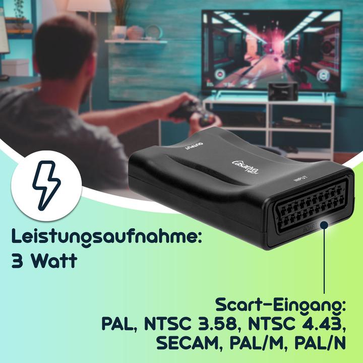 Image du produit Casativo Péritel vers HDMI Convertisseur / Adaptateur, 720p / 1080p câble péritel inclus